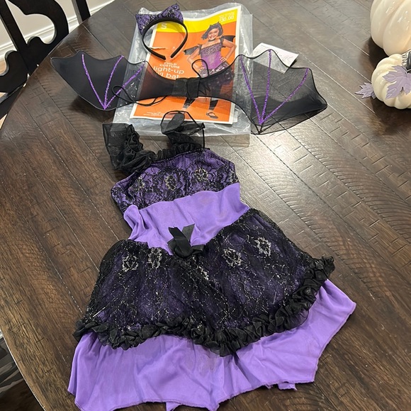 Little bat light up skirt. One piece Child costume in purple silver and black - Picture 1 of 6